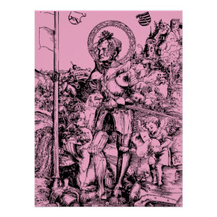 Saint George Stehend mit Zwei Engeln Poster