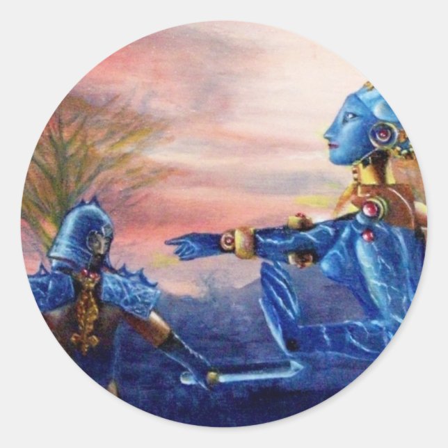 SAINT GEORGE UND ALIEN DRAGON RUNDER AUFKLEBER (Vorderseite)