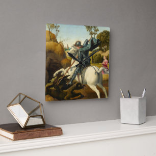 Saint George und der Drache, 1506 von Raphael Quadratische Wanduhr