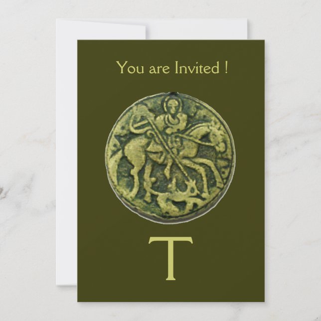 SAINT GEORGE UND DRAGON MEDALLION MONOGRAM EINLADUNG (Vorderseite)