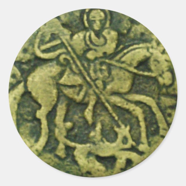 SAINT GEORGE UND DRAGON MEDALLION RUNDER AUFKLEBER (Vorderseite)