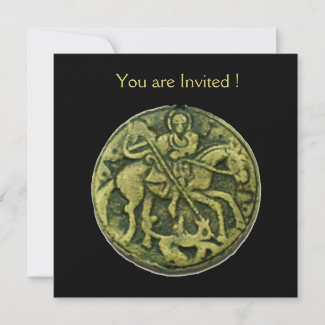 SAINT GEORGE UND DRAGON MEDALLION, schwarz Einladung (Vorderseite)