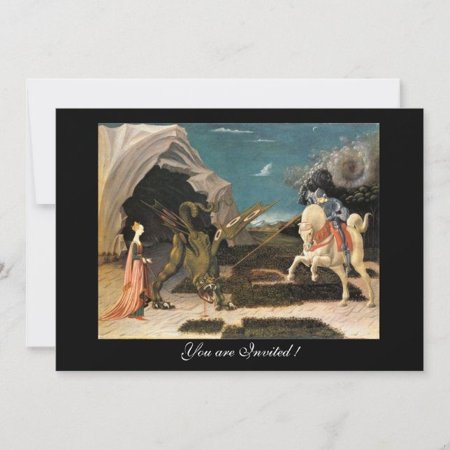 SAINT GEORGE UND THE DRAGON, braun, blau, rot Einladung (Vorderseite)