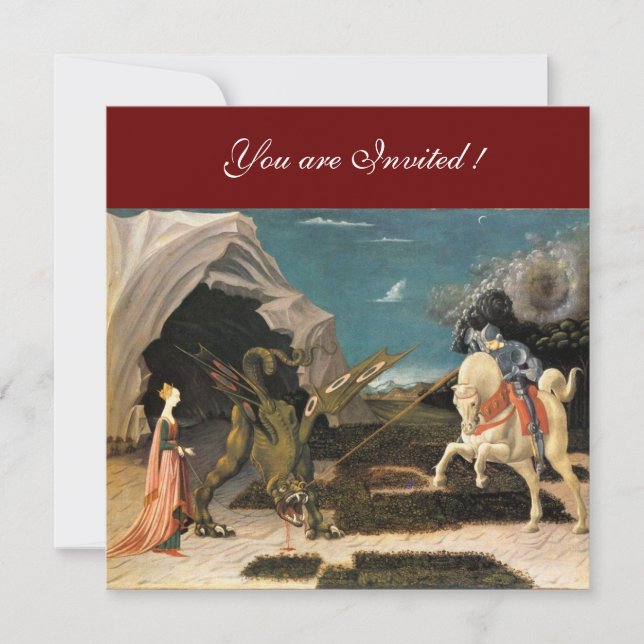 SAINT GEORGE UND THE DRAGON, braun, blau, schwarz Einladung (Vorderseite)
