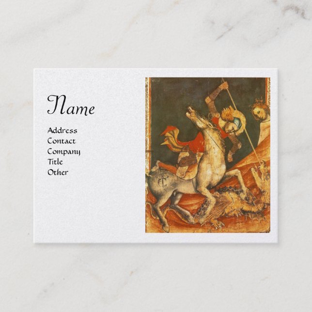 Saint George's Battle, Dragon Monogram White Pearl Visitenkarte (Vorderseite)