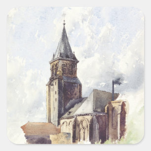 Saint Germain des Prés Paris Quadratischer Aufkleber