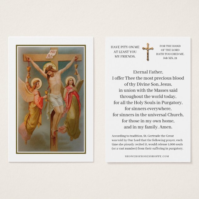 Saint Gertrude Précieux Sang Jésus Prière Carte Sa (Devant & derrière)