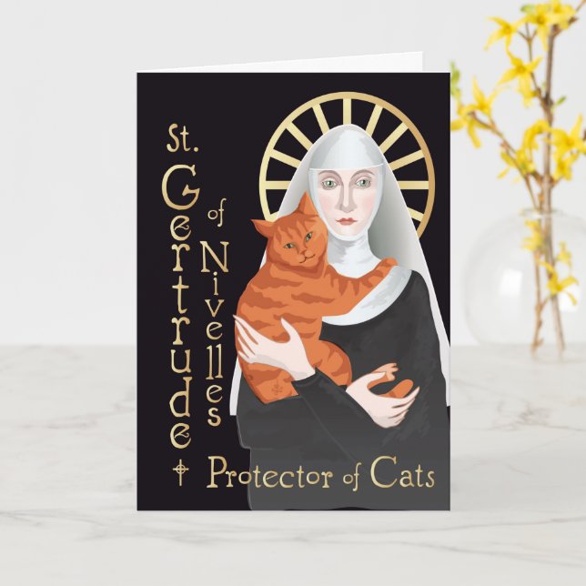 Saint Gertrude von Nivelles, Tierschützer Karte (Gelbe Blume)