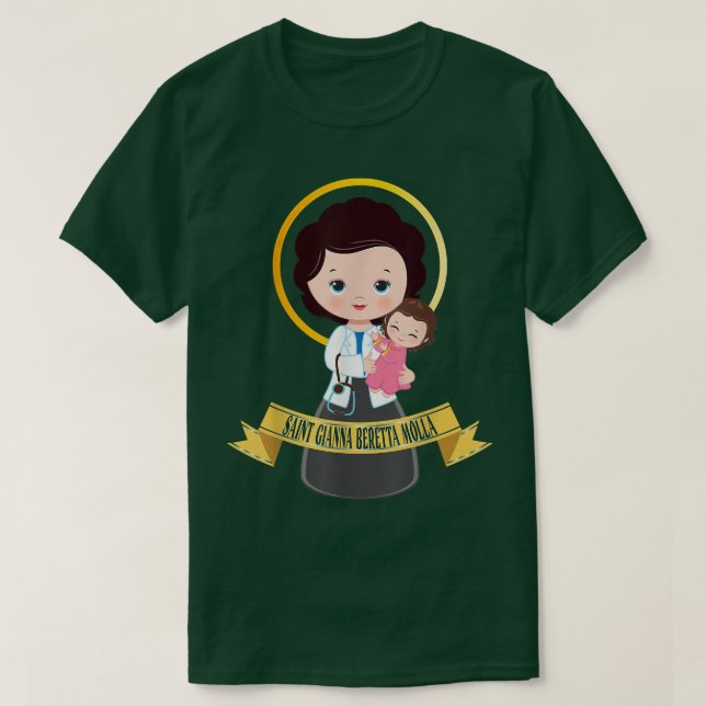 Saint Gianna Beretta Molla Patron Katholische Ärzt T-Shirt (Design vorne)