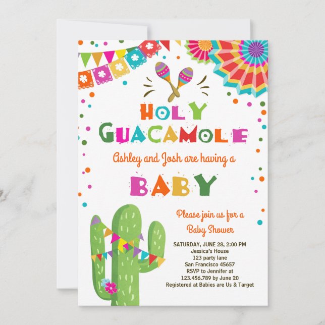 Saint-Guacamole Fiesta Baby shower invitation mexi (Devant)
