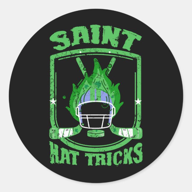 Saint Hat Tricks Hockey Kleeblatt Helmet St Patric Runder Aufkleber (Vorderseite)