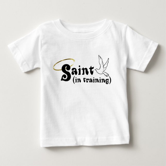 Saint in Training Baby Tee mit Flügeln (Vorderseite)