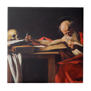 Saint Jerome Writing by Michelangelo Caravaggio Fliese