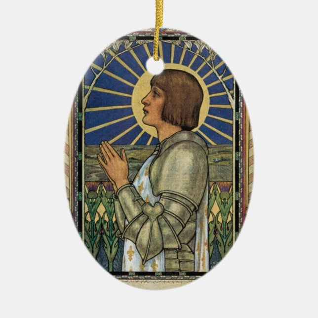 Saint Joan von Arc gestettetes Glas Bild Keramik Ornament (Vorne)