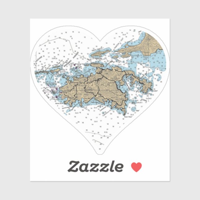 Saint John USVI Chart Aufkleber (Blatt)