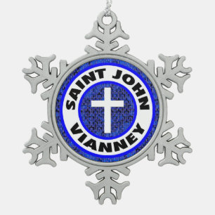 Saint John Vianney Schneeflocken Zinn-Ornament