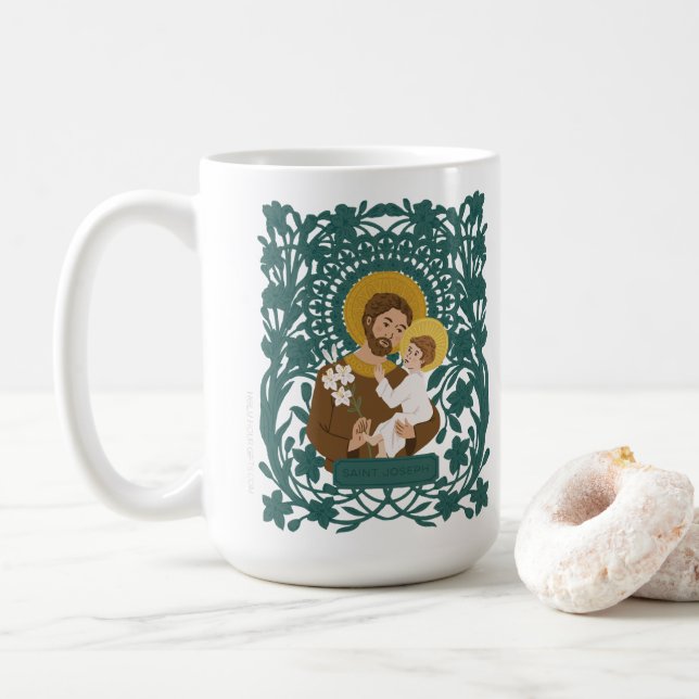 Saint Joseph et l'enfant Jésus Mug (Avec donut)