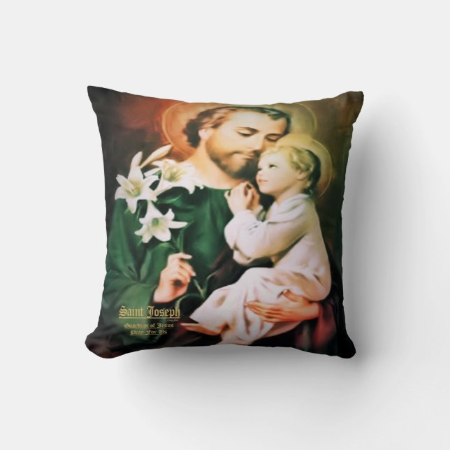 Saint Joseph Guardian von Jesus Throw Kissen (Vorderseite)