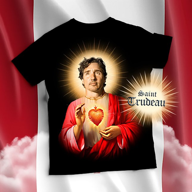 Saint Justin Trudeau Gebet T-Shirt (Patron Saint Justin Trudeau Devotional Prayer T-Shirts, Stickers and Gifts)