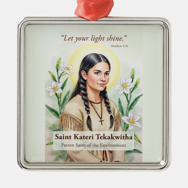 Saint Kateri Tekakwitha Religious Encouragement Ornament Aus Metall (Vorne)