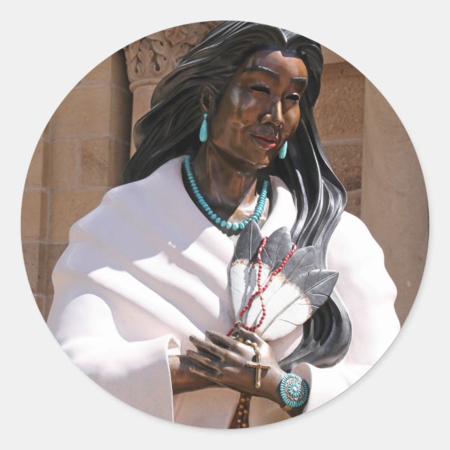 Saint Kateri Tekakwitha Runder Aufkleber (Vorderseite)