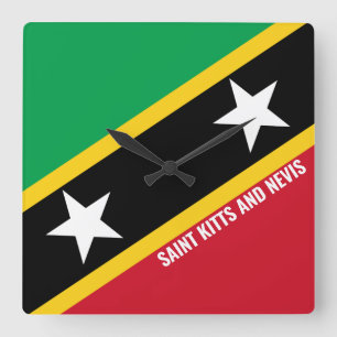 Saint Kitts und Nevis Flag Dazzling Patriotic Quadratische Wanduhr