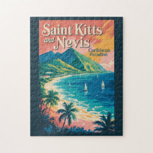 Saint Kitts und Nevis Landschaft Illustration Retr