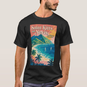 Saint Kitts und Nevis Landschaft Illustration Retr T-Shirt
