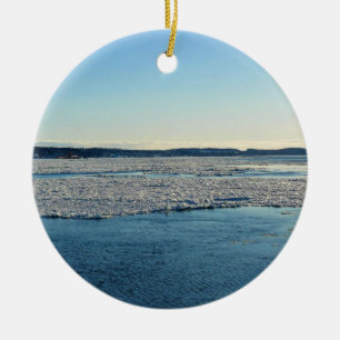 Saint Lawrence River im Winter, Quebec, Kanada Keramik Ornament