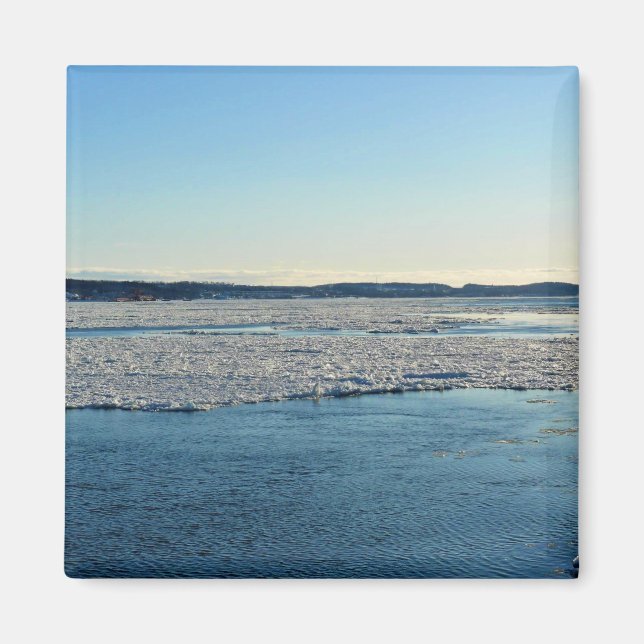 Saint Lawrence River im Winter, Quebec, Kanada Magnet (Vorne)