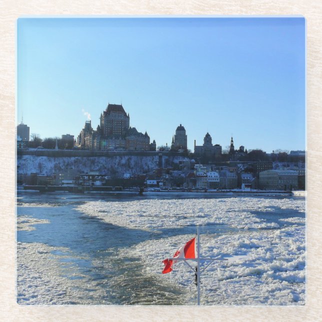 Saint Lawrence River & Old Quebec City, Quebec Glasuntersetzer (Vorderseite)