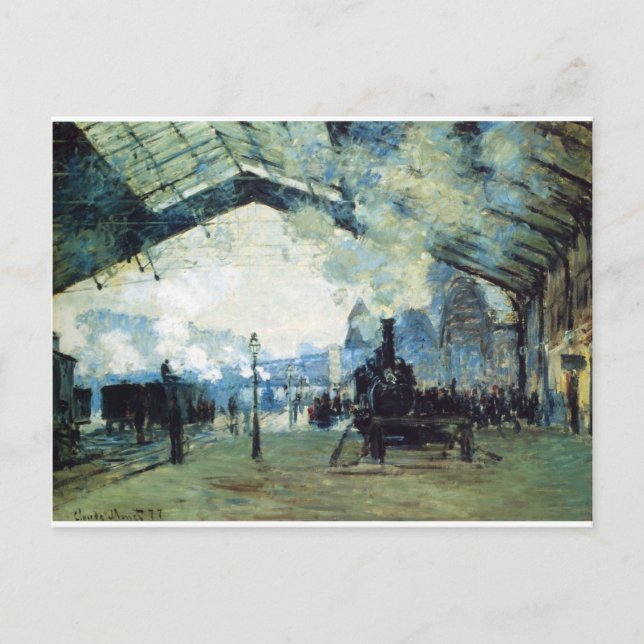 Saint-Lazare Gare, Normandie Zug von Claude Monet Postkarte (Vorderseite)