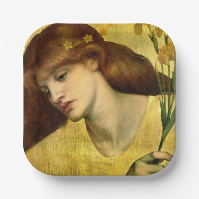 Saint Lily [Sancta Lilias] (von Gabriel Rossetti) Pappteller (Vorderseite)