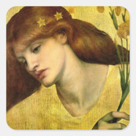 Saint Lily [Sancta Lilias] (von Gabriel Rossetti) Quadratischer Aufkleber