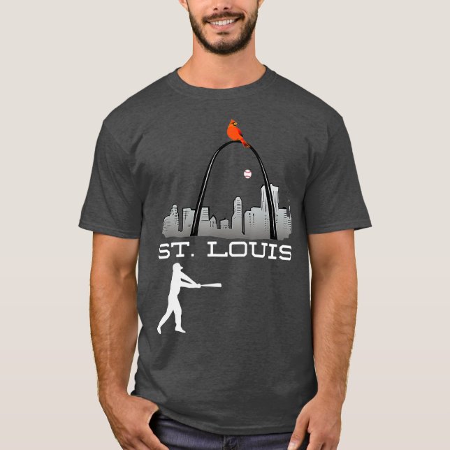 Saint Louis Cardinal Rouge Tshirt Skyline Baseball (Devant)