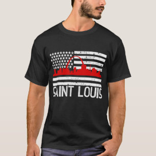 Saint Louis Firefighter Red Line Skyline American T-Shirt