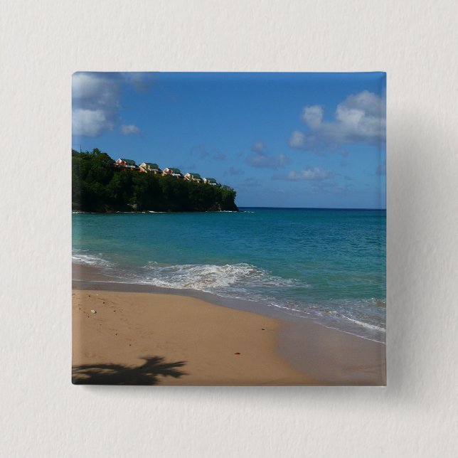 Saint Lucia Beach Tropical Ferien Landschaft Button (Vorderseite)