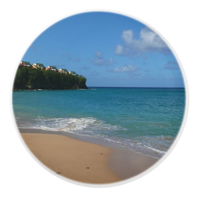 Saint Lucia Beach Tropical Ferien Landschaft Keramikknauf (Vorderseite)