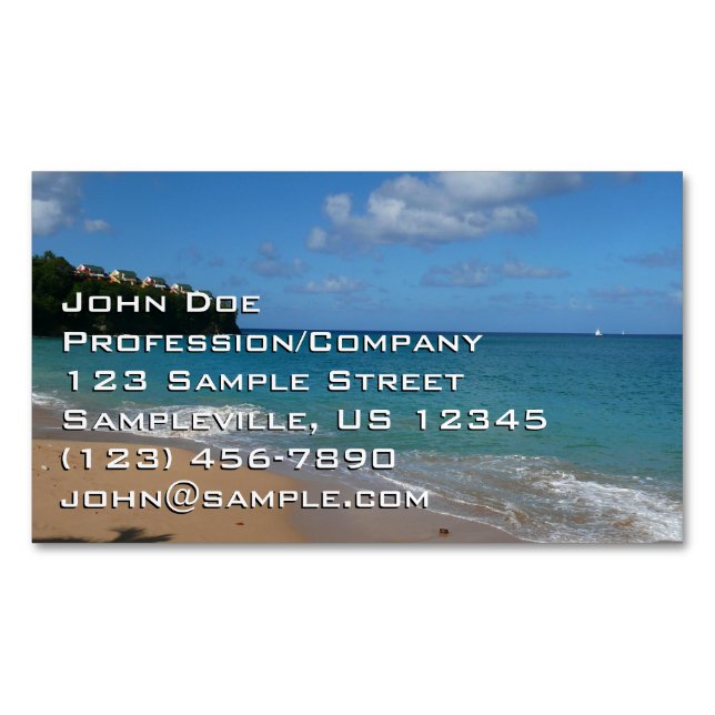 Saint Lucia Beach Tropical Ferien Landschaft Magnetische Visitenkarte (Vorderseite)