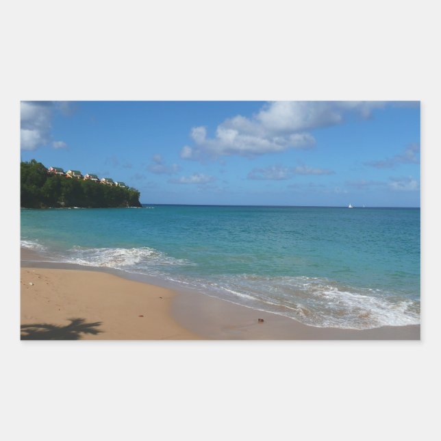 Saint Lucia Beach Tropical Ferien Landschaft Rechteckiger Aufkleber (Vorderseite)
