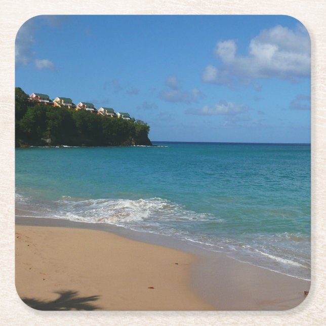 Saint Lucia Beach Tropical Ferien Landschaft Rechteckiger Pappuntersetzer (Vorderseite)