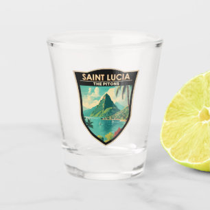 Saint Lucia Die Pitons Reisen Kunst Vintag Schnapsglas