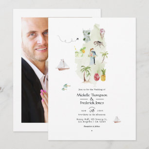 Saint Lucia Hochzeit in Urlaubsort Foto Einladung