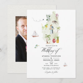 Saint Lucia Hochzeit in Urlaubsort Foto Einladung