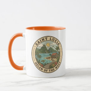 Saint Lucia Illustration Reise Kunst Abzeichen Tasse