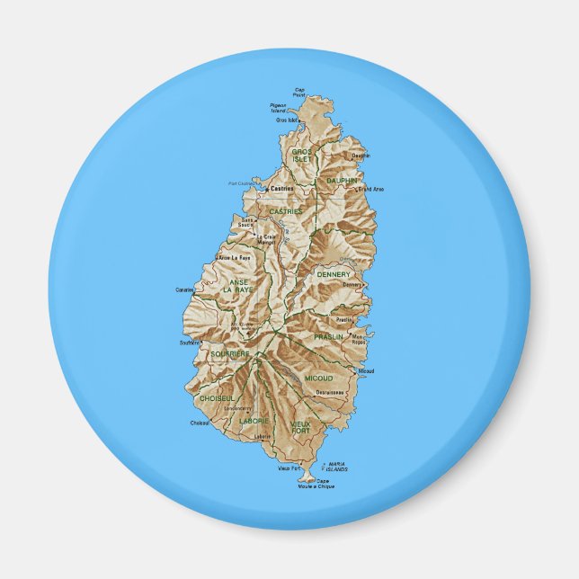 Saint Lucia Map Magnet (Vorne)