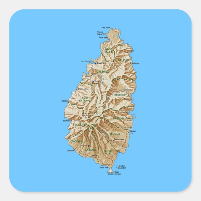 Saint Lucia Map Sticker (Vorderseite)