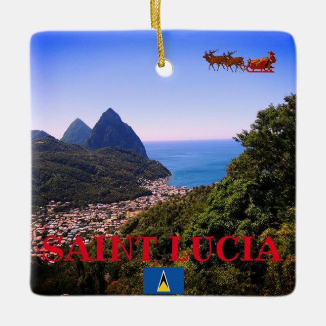 SAINT LUCIA Panorama Keramik Ornament (Vorderseite)