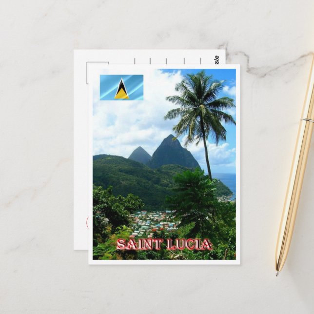 Saint Lucia - Panorama - Postkarte (Vorderseite/Rückseite Beispiel)