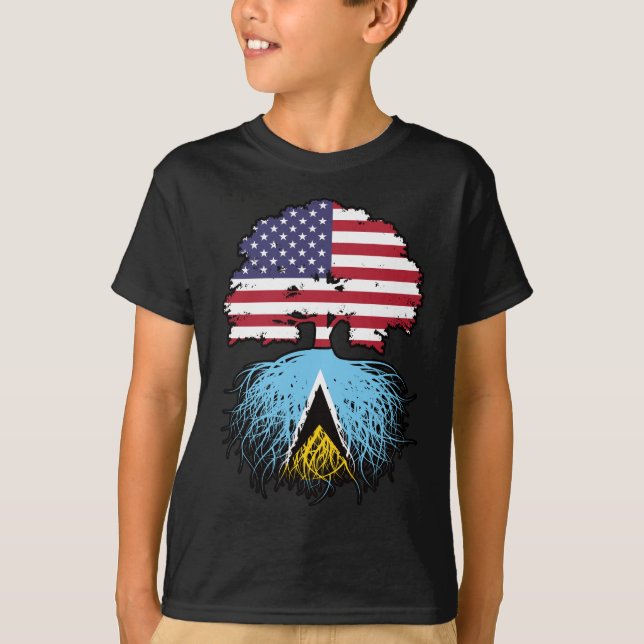 Saint Lucia Saint Lucian American USA Tree Roots T-Shirt (Vorderseite)
